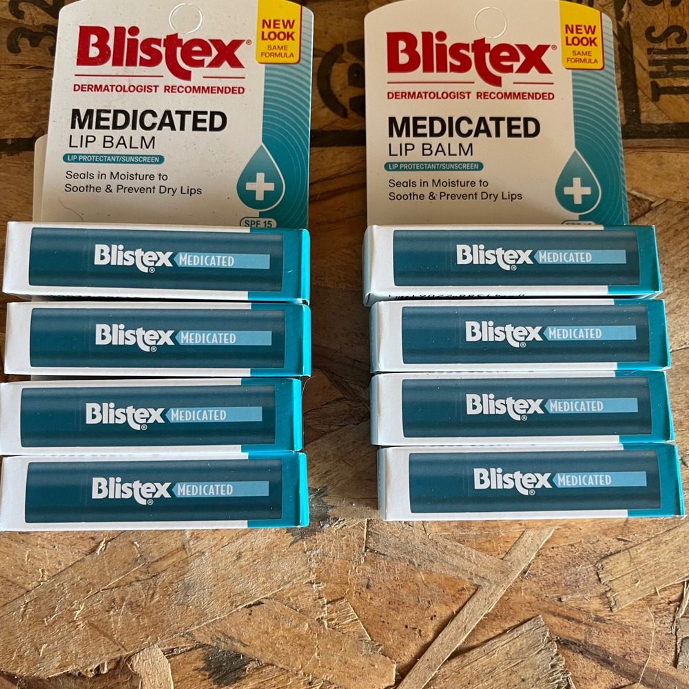 New Lot of 8 Blistex Medicated Lip Balms NIB